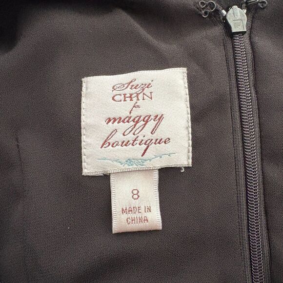 Suzi Chin for Maggy Boutique 100% Silk Dress‎ Cap Sleeve LBD Feminine Size 8 - Picture 6 of 7